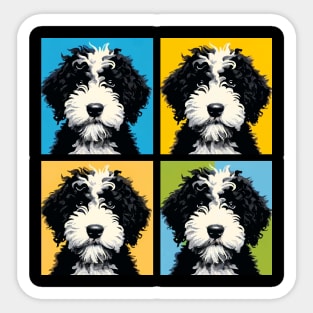 Pop Retro Portuguese Water Dog Art Painting - Cute Puppy Sticker